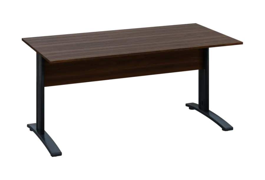 EPK 18 - 16 stůl kancelářský, kovová podnož černá, deska 18 mm, široký 1600 mm, ořech královský